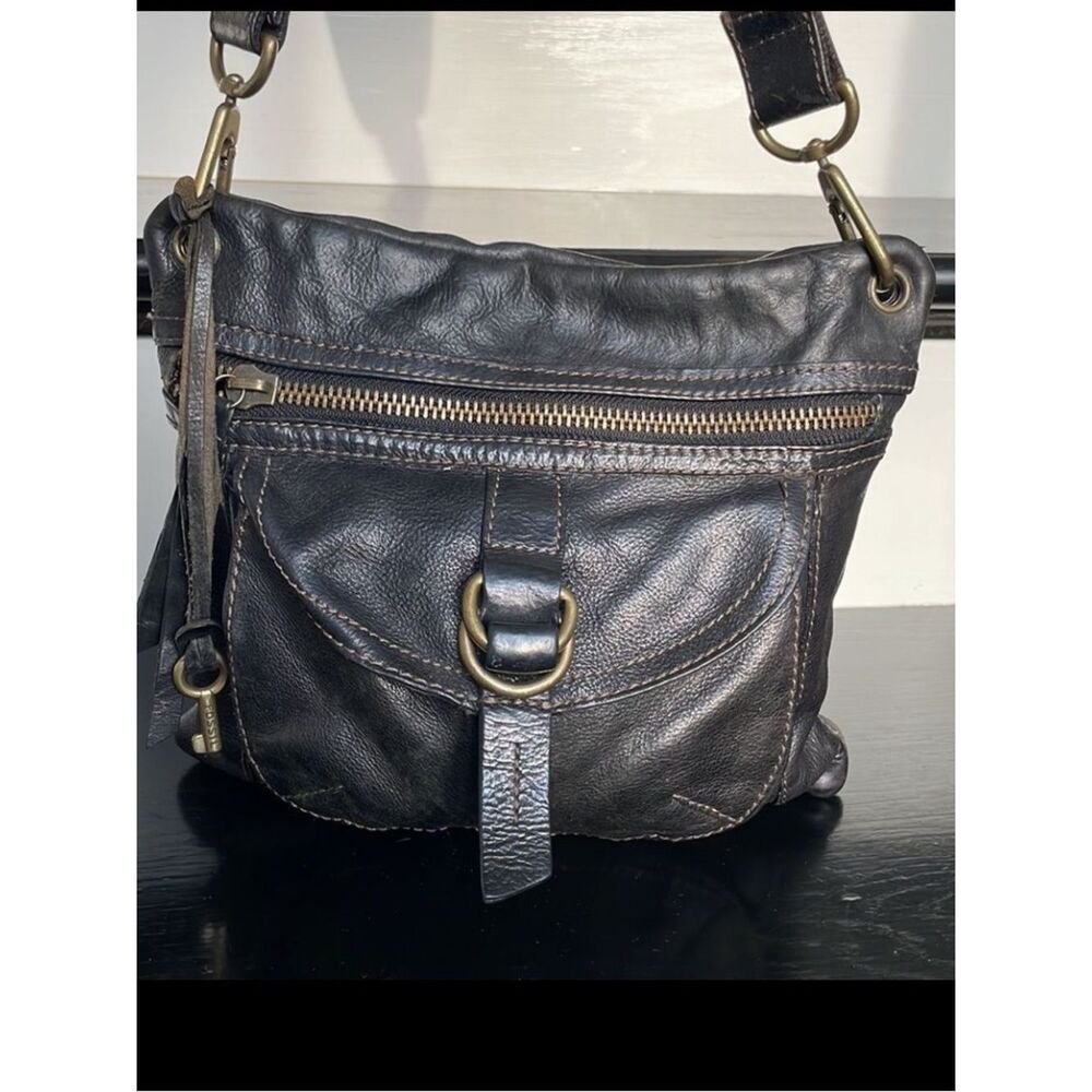 Fossil genuine leather Crossbody, Shoulder, Handbag, Purse, black